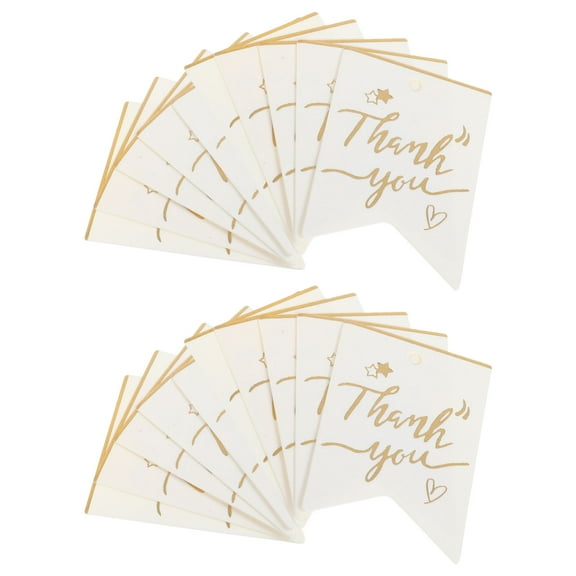 Raindrops  100 Pcs Thank You Tag Hangtag Baby Foil Greeting Bride White
