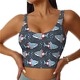thumbnail image 1 of Fotbe Shark Wearing Swim Ring Sujetador Deportivo Largo sin Aros para Mujer con Almohadillas y Soporte Medio, Transpirable y Absorbente, Camiseta Tipo Chaleco o Tank Top-Large, 1 of 8