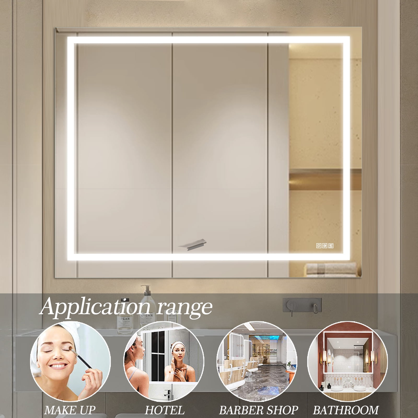 48" x 36" LED Bathroom Mirror with Anti-Fog and Touch Sensor – Modern Frameless Lighted Wall Mirror for Bathroom Vanity, Shower Room, or Dressing Area