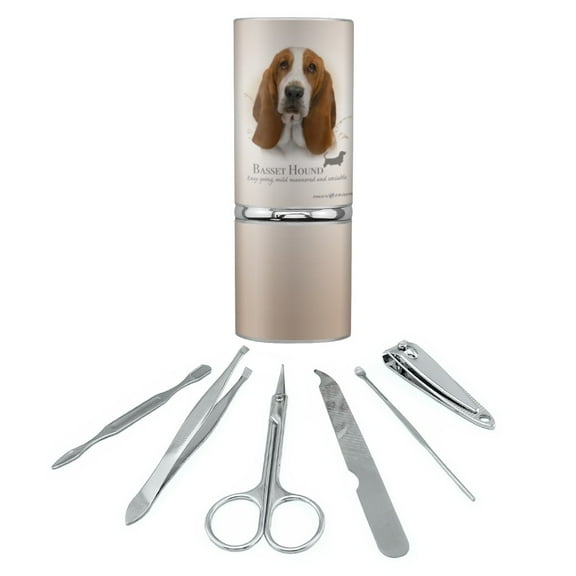 Basset Hound Dog Breed Stainless Steel Manicure Pedicure Grooming Beauty Care Travel Kit
