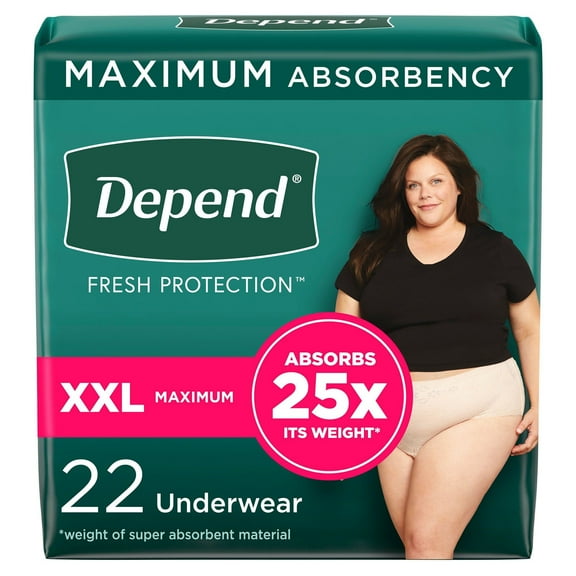 Depend Fresh Protection Absorbent Underwear for Women, 2X-Large (Sold as PK/22)