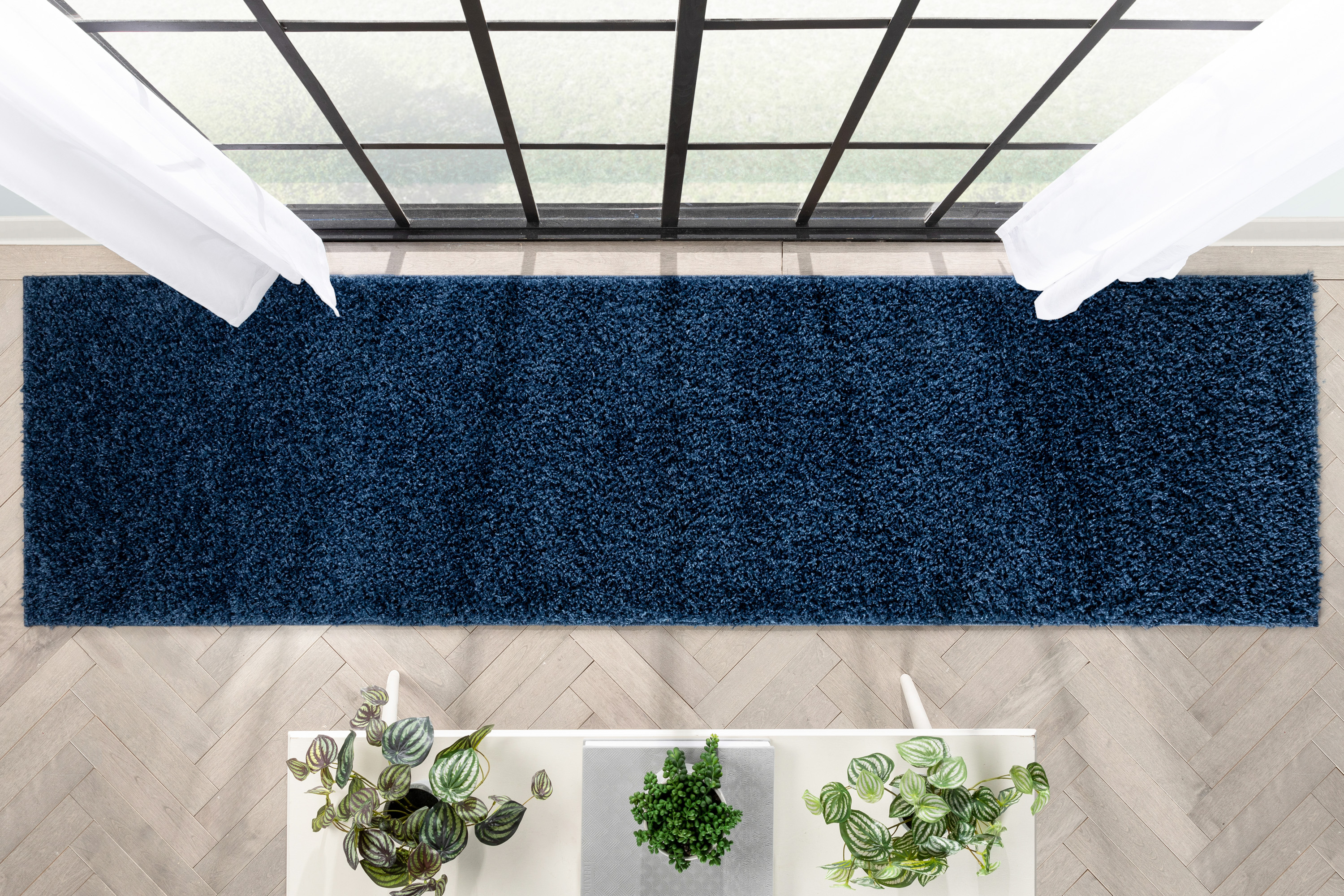Well Woven Elle Basics | Emerson Shag Dark Blue | Textured Runner Rug 3x10 (2'7" x 9'6")