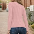 thumbnail image 6 of Sweaters for Women,Striped Pullover Top Long Sleeve Knitted Blouse Soft Warm Crewneck Design Casual Comfortable Shirt For Winter Fall,Womens Sweaters,Pink,S, 6 of 8