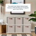 thumbnail image 4 of Ornavo Home Foldable Collapsible Storage Box Bins Linen Fabric Shelf Basket Cube Organizer with Leather Handles - Set of 6 - 13 x 15 x 13 - Beige, 4 of 6