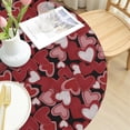 thumbnail image 4 of Valentines Day Round Tablecloth Fitted Best for 48"-52" Red Pink Heart Table Cloth Elastic Edge Water-Resistant Washable Black Love Table Cover for Happy Party Picnic Outdoor Indoor Decor, 4 of 4