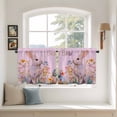 thumbnail image 2 of Easter Bunny Tier Curtains 36 Inch Length, Pink Rabbit Spring Flowers Leaves Rustic Plants Cafe Short Curtains for Bathroom Sink, Small Kitchen Curtain Light Filtering Drapes 2 Panels 27.5"Wx36"L, 2 of 8