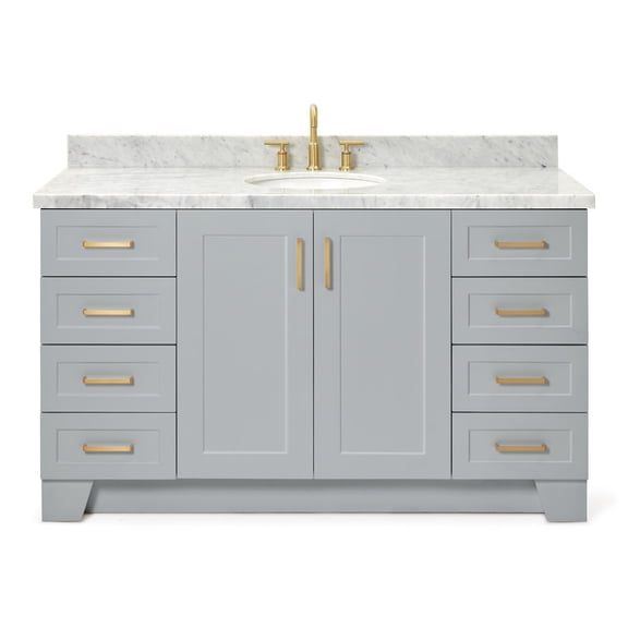 Ariel Taylor 61 In. Oval Sink Vanity With Carrara White Marble Countertop In Grey