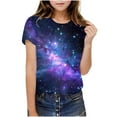thumbnail image 5 of Frwgonr Girls Everyday T-Shirts Soft Space Tees Kids Boys Casual Tshirts Clothes Summer Tops Purple, Size 3-14 Years, 5 of 6