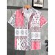 thumbnail image 3 of Camisa hawaiana con patrón irregular para hombre, empalme colorido, estampado 3D, mangas cortas, informal, para vacaciones, con solapa, camisas hawaianas, 3 of 5