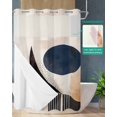 thumbnail image 2 of No Hook Shower Curtains with Snap in Liner, Navy Blue Black Abstract Art Fabric Shower Curtain, Modern Aesthetic Geometric Double Layers & See-Through Top Window Bathroom Curtains 48''x72'', 2 of 6