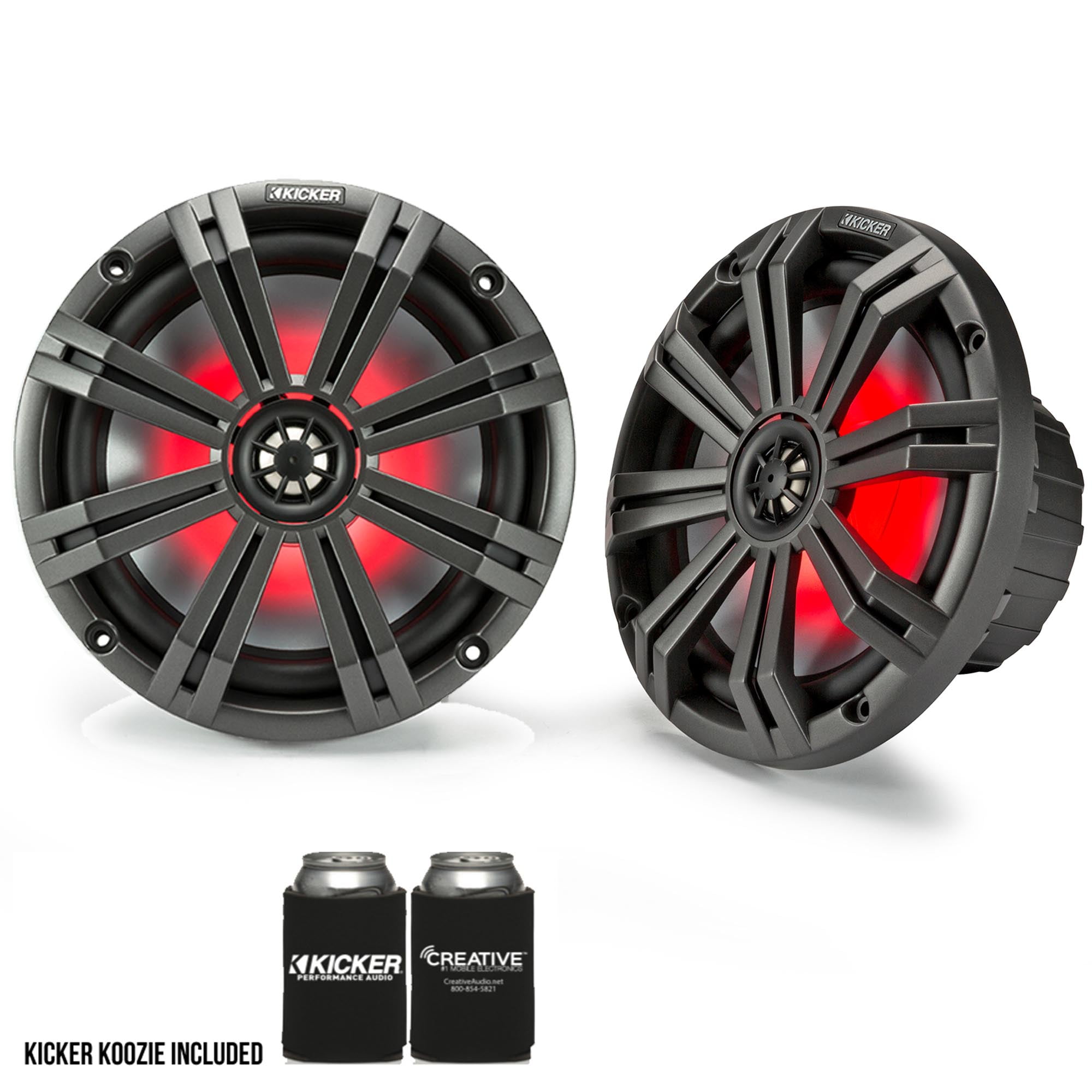 Kicker 8" Charcoal Marine LED Speakers, 1 Pair of OEM replacement