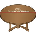 thumbnail image 4 of Covers For The Home Deluxe Elastic Edged Flannel Backed Vinyl Fitted Table Cover - Holiday Holly Pattern - Large Round - Fits Tables up to 45" - 56" Diameter (ETHL60-C4H), 4 of 5