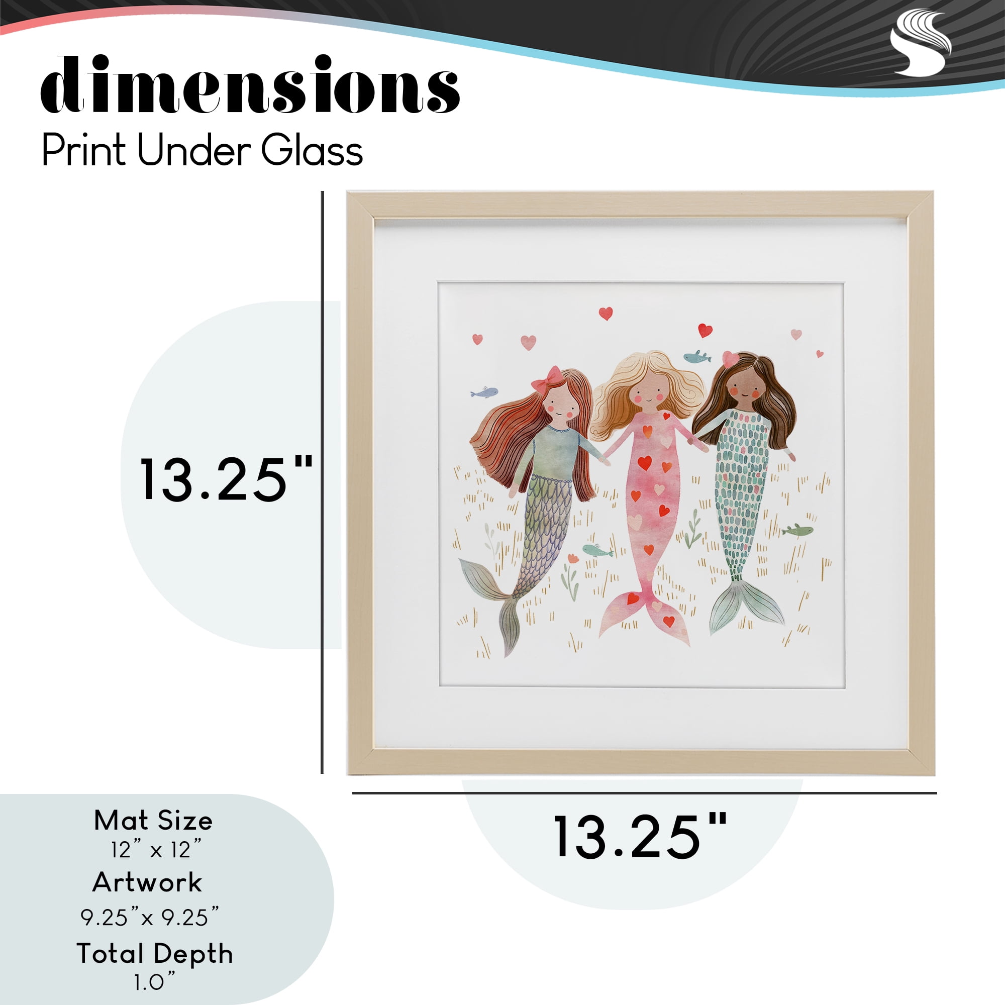 Trio of Mermaids Friendship Birch Framed Print Under Glass, design by Leah Straatsma