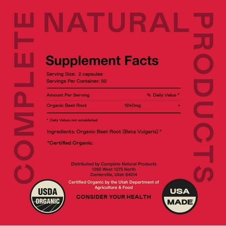 Organic Beet Root Capsules - Beet Root Capsules Made in the USA, Naturally Boost Energy, Stamina, & Nitric Oxide with a Pure Organic Beet Root Supplement