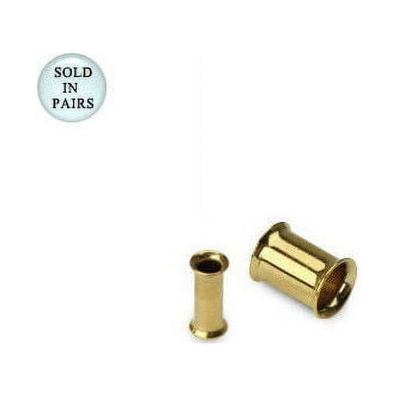 Pair of Tunnel Ear Plugs Small Gauge Gold Plated Double Flared - 12G to 0 Gauge
