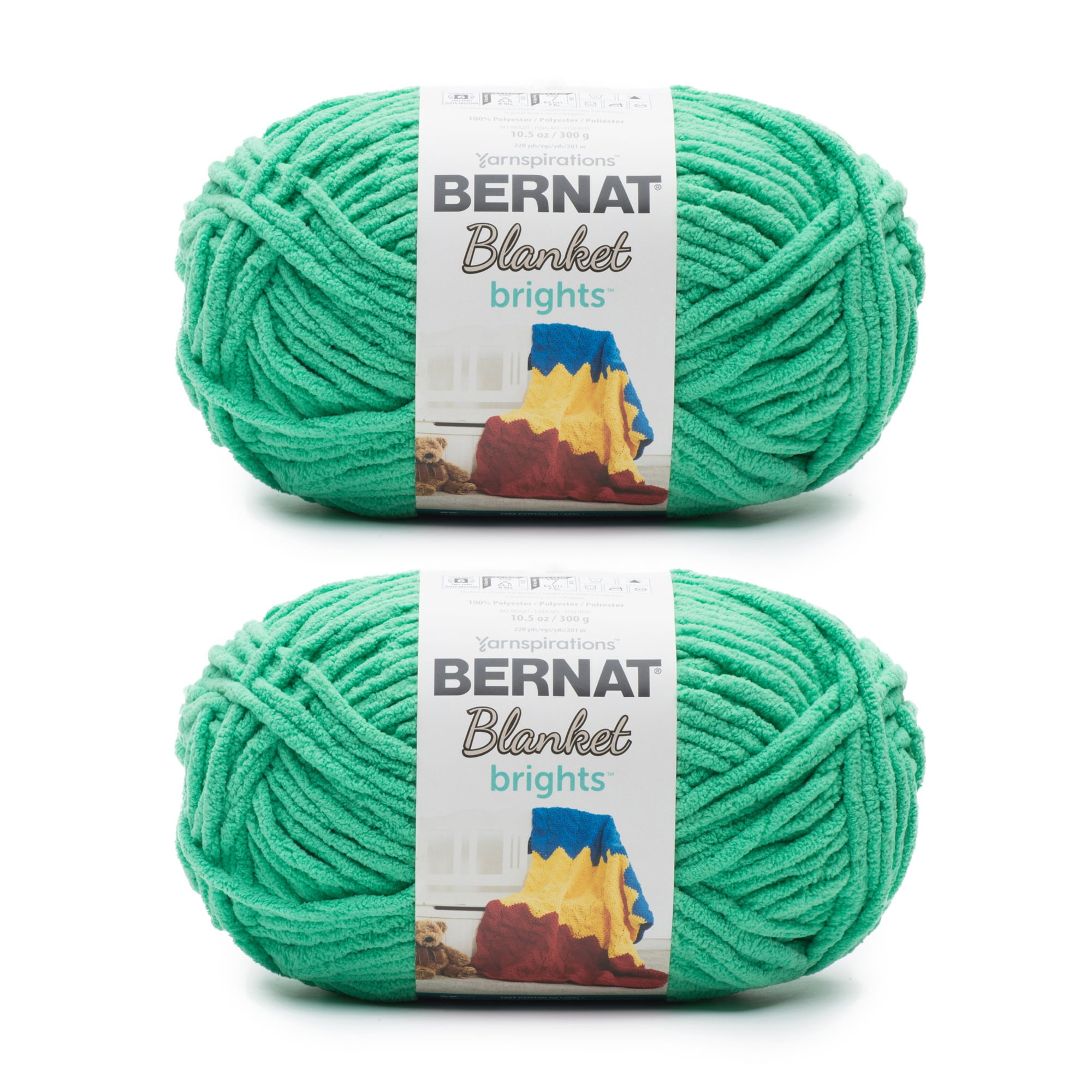 Bernat Blanket Brights GoGo Green Yarn 2 Pack of 300g/10.5oz