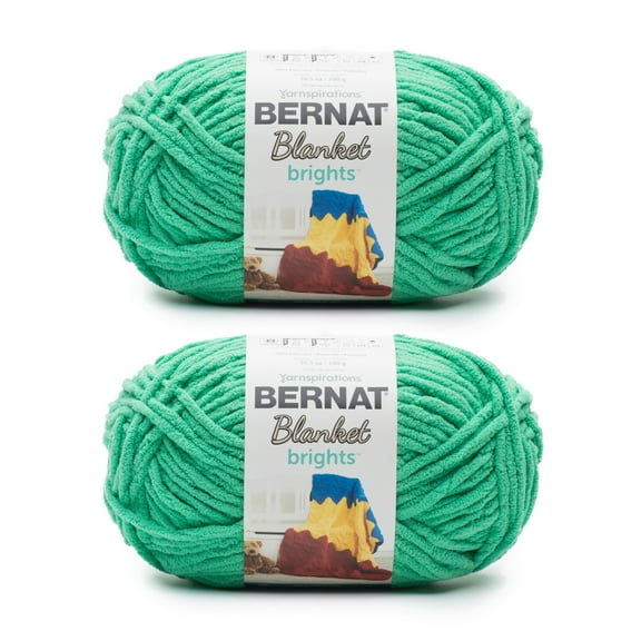 Bernat Blanket Brights GoGo Green Yarn - 2 Pack of 300g/10.5oz - Polyester - 6 Super Bulky - 220 Yards - Knitting/Crochet