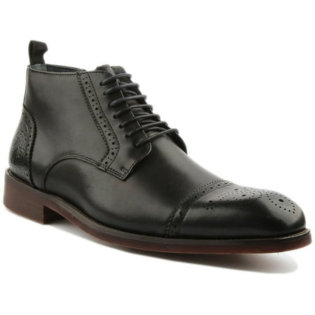 

JUSTINREESS Kandy Men s Lace Up Leather Ankle Boot With Side Zip In Black Size 12