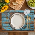 thumbnail image 4 of Texas Star Brown Placemats Set of 4, Vintage Farm Barn Blue Wooden Texture Placemats for Dining Table, Place Mats for Kitchen Tabletop, Waterproof Wipeable Dining Table Mats Set, 4 of 9