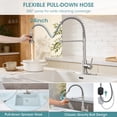 thumbnail image 3 of Wowkk Sanitary Ware 304 Stainless Steel Kitchen Faucet with Pull Out Sprayer, 2 Water Modes Single Handle Kitchen Sink Faucets with Deck Plate for Laundry Bar Patio Sink, Brushed Nickel, 3 of 9