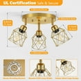 thumbnail image 2 of Semi Flush Mount Ceiling Light 3-Light Kitchen Light Fixtures Ceiling Light Fixture Multi-Directional Gold Ceiling Lights for Dining Room Hallway Foyer Bedroom Entryway, 2 of 6