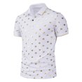 thumbnail image 1 of Auroural Fathers Day Gifts Men Short-Sleeved Turn-Down Collar Print Buttons Blouse Polo-Shirt Tops, 1 of 4