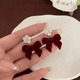 thumbnail image 5 of Pendientes de lazo de terciopelo rojo para mujer, elegantes y dulces pendientes largos con borlas y flores, otoño e invierno, 5 of 6