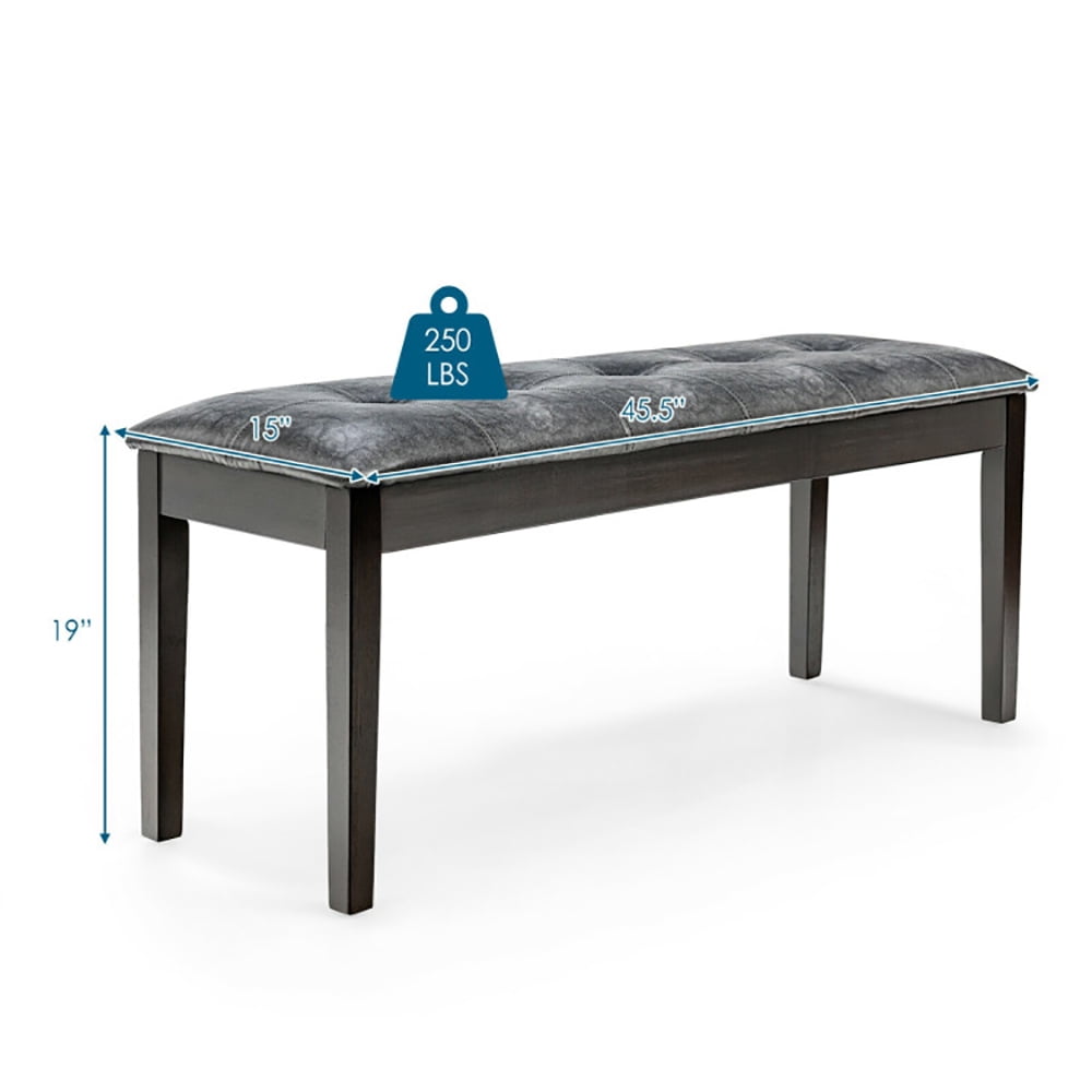 Finihen Upholstered Dining Bench, Upholstered Entryway Bench, Upholstered Dining Room PU Bench Solid Wood Button Tufted, for Living Room, Bedroom, Entryway, Gray