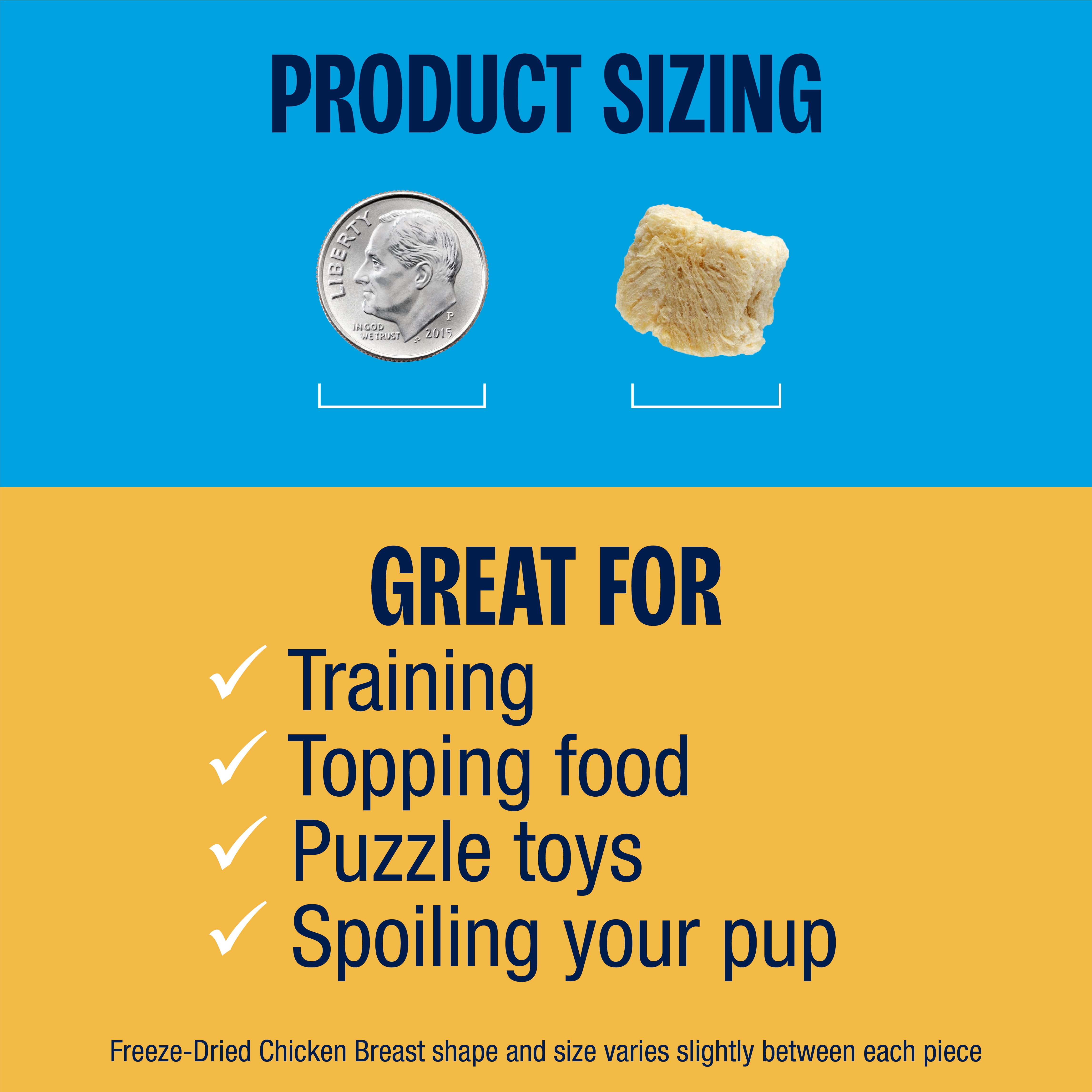 Muenster Freeze-Dried Chicken Breast Dog Treats, Single Ingredient High-Protein Dog Snacks, Grain-Free Training Treats, 3 oz Resealable Pouch