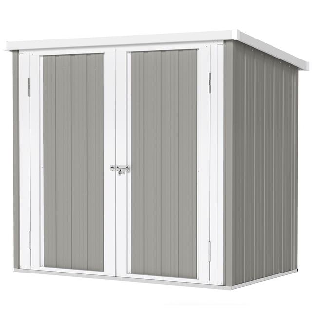 Remise de Jardin en Métal Gris 5 Pieds x 3 Pieds - Rangement Extérieur pour Outils, Patio, Cour Arrière - Cabanon à Outils en Acier Galvanisé Durable avec Doubles Portes