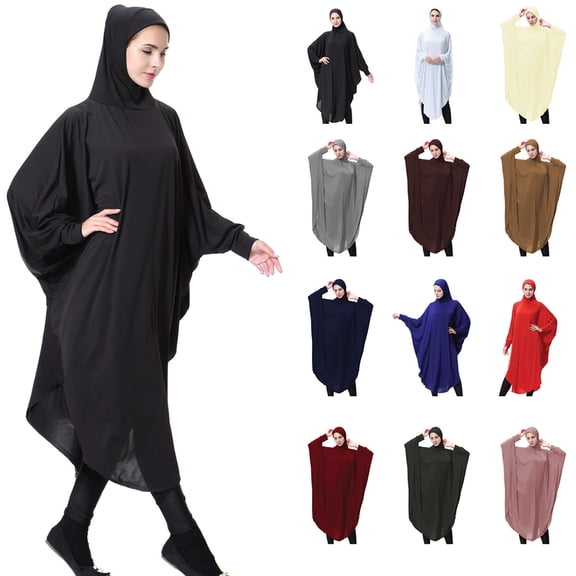 Women Prayer Clothes Robe Ankle Long Hooded Lightweight Modest Robe Army Green L