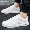 thumbnail image 2 of WEAIXIMIUNG Espadrilles d'Hiver pour Hommes Mode Bout Rond à Lacets Chaussures en Cuir Blanches Décontractées Confortables Respirantes Espadrilles, 2 of 9
