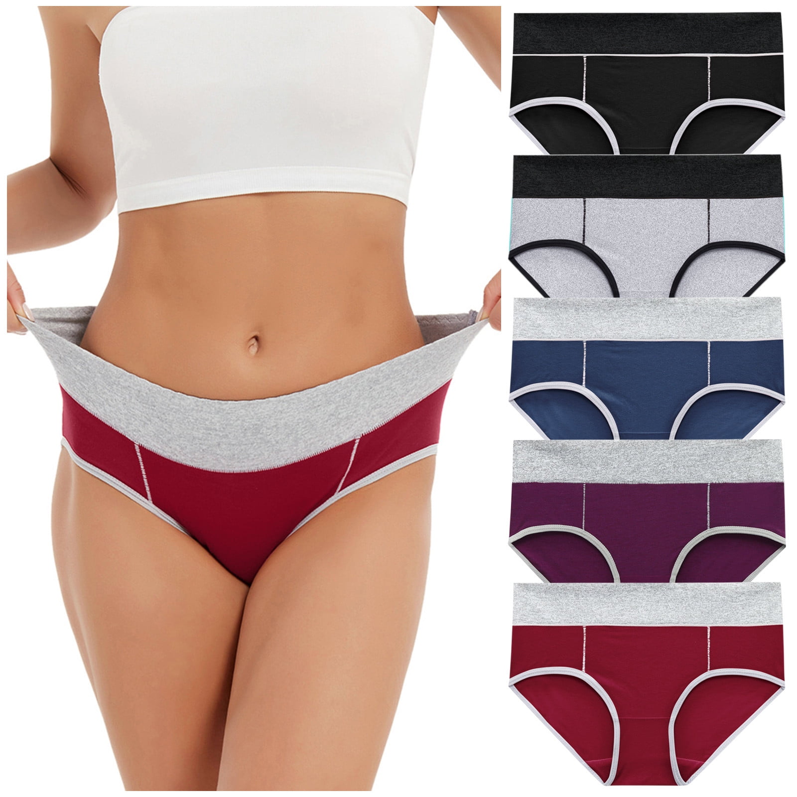 Women Solid Color Patchwork Briefs Panties Underwear Knickers Bikini  Underpants - Walmart.com