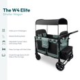thumbnail image 3 of WONDERFOLD W4 Elite Stroller Wagon (4 Seater) - Collapsible Wagon Stroller with Seats with 5-Point Harnesses, Adjustable Push Handle, and Removable UV Sun Canopy, Hunter Green, 3 of 5