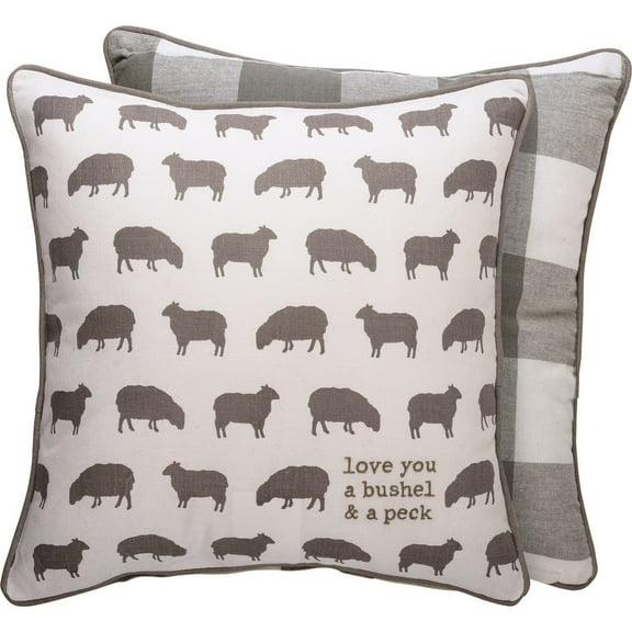 Primitives By Kathy 113756 Love You a Bushel & a Peck Throw Pillow, 16-inch Square