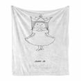 thumbnail image 1 of I am a Princess Soft Flannel Fleece Throw Blanket, Kids Cartoon Little Girl Fairy Dress with a Crown Childish Doodle, Cozy Plush for Indoor and Outdoor Use, 60" x 80", Black and White, by Ambesonne, 1 of 6