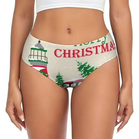 Uemuo Merry Christmas 1 Pattern Women s Cotton Underwear Full Coverage Briefs Soft Stretchy Breathable Underwear Brief-3X-Large