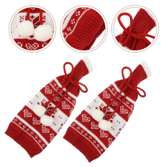 HOOWIFFY Christmas Wine Bottle Covers Assorted Colors Holiday Party Decorations Reusable Cloth Sleeve