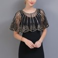 thumbnail image 2 of Glitter Sheer Capelet Cape Wrap Capelet Bolero Shrug for Wedding Party Event Dress, 2 of 8