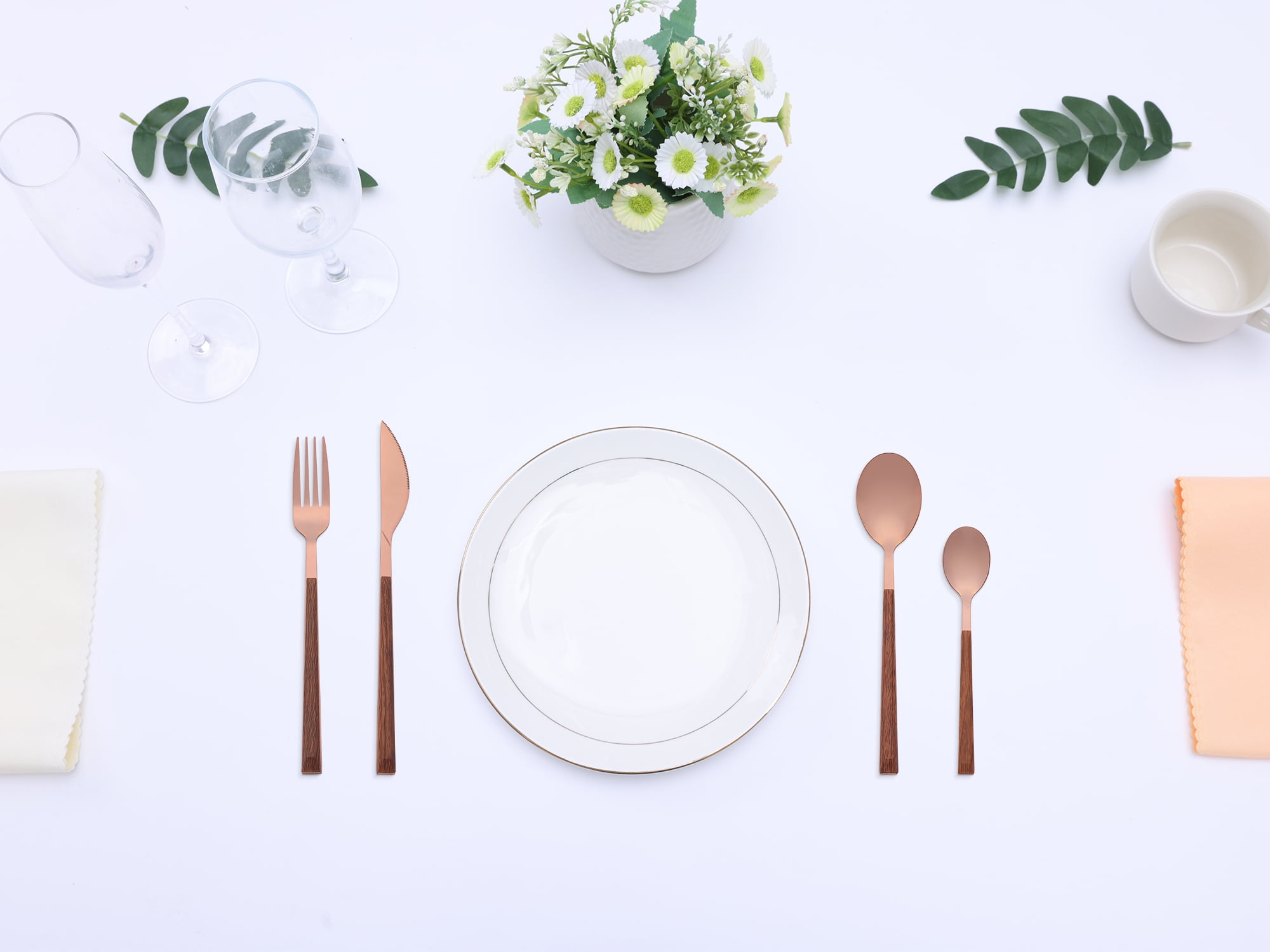 Unique Bargains Silverware Set Durable Stainless Steel Flatware Rose Gold 16 Pcs