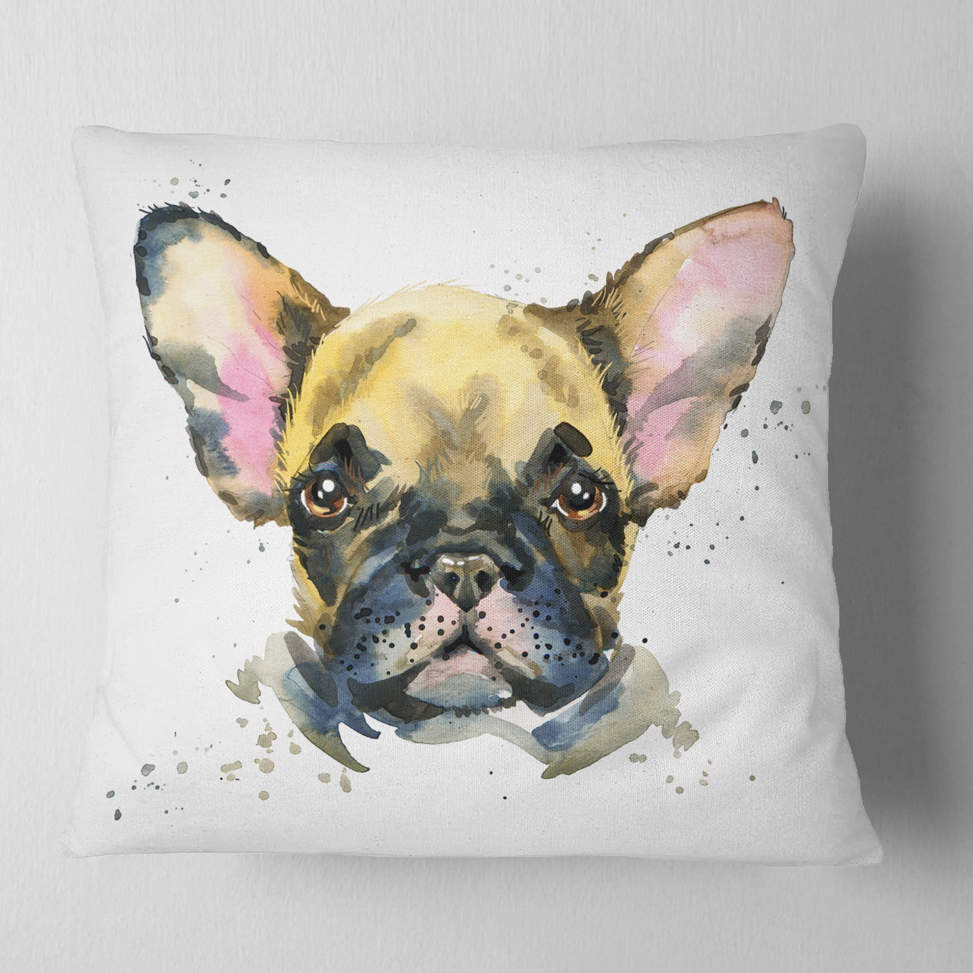 Designart Watercolor Brown Dog Illustration - Contemporary Animal Throw Pillow - 16x16