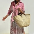 thumbnail image 6 of Sakmal Shirt Dress Womens Dresses Long Sleeve Long V Neck Striped Pink Dresses ,Sizes S-2XL, 6 of 6