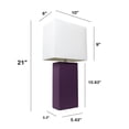 thumbnail image 3 of Lalia Home 21" Leather Modern Bedside Table Lamp with LED Bulb, Eggplant Purple, 3 of 6