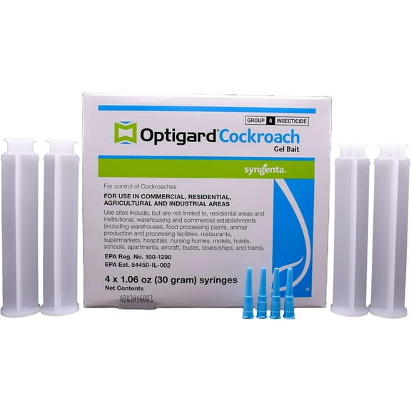 Optigard Cockroach Gel Bait - 1 pack - 4 x 30g Tubes, 4 Tips, and 4 Plungers by Syngenta