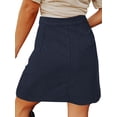 thumbnail image 3 of Capreze High Waist Corduroy Skirt With Pockets Mini Skirts Women Casual Solid Color Holiday A-line Blue XL, 3 of 3