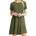 thumbnail image 1 of Coloody Robe T-Shirt Décontractée à Manches Courtes et Col Rond pour Femmes Robe Tunique d'Été Ample - Vert TG, 1 of 3