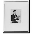 thumbnail image 2 of Historic Framed Print, [David Bohm, half-length portrait, facing right, reading newspaper], 17-7/8" x 21-7/8", 2 of 9