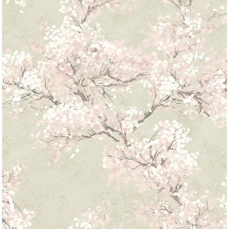 NextWall Cherry Blossom Grove and Stick Wallpaper 20.5 in. W x 18 ft. L - Parchment & Rose