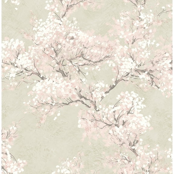 NextWall Cherry Blossom Grove and Stick Wallpaper 20.5 in. W x 18 ft. L - Parchment & Rose