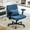 Blue, variant on NovaDrive Linen Cross Legged Office Chair with Wheels, Armless, Wide Swivel Seat, Ergonomic Criss Cross Chair for Home Office, Meditation & Makeup